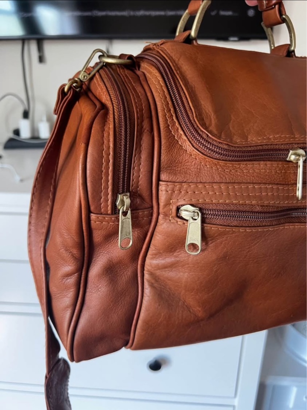 ⁠Vintage Style Brown Genuine Leather Satchel Bag⁠ - Picture 4 of 8